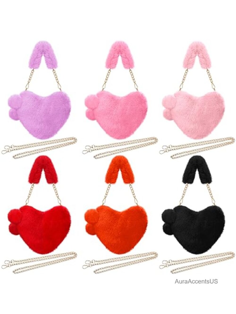 Faux Fur Heart Shaped Crossbody Bag Fluffy Clutch Purse